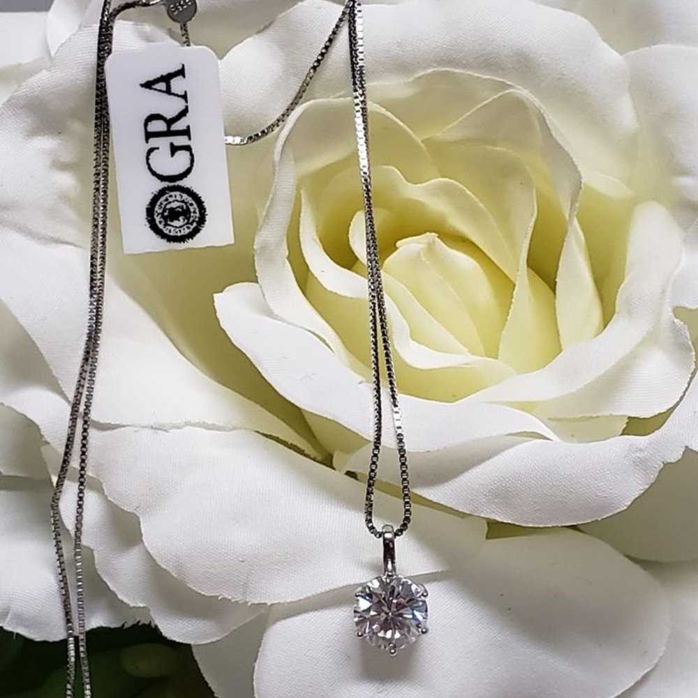 1 Carat Moissanite Necklace with 925 Sterling Silver Chain